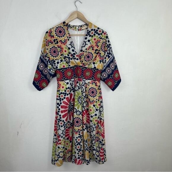 Wayward Fancies eShakti Asian Inspired Kimono Graphic Floral Sleeve Boho Dress - Picture 1 of 15